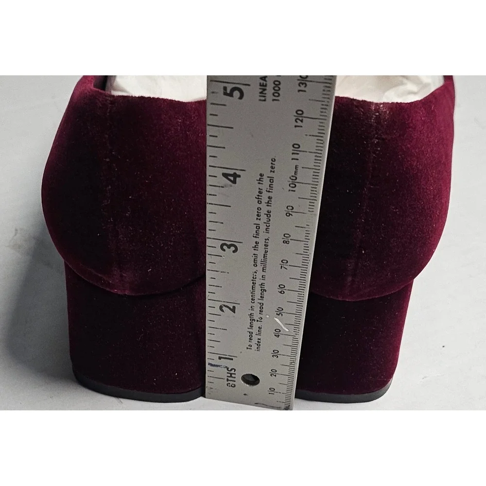 Isaac Mizrahi Live Embellished Velvet‎ Block Heel Pumps Wine Burgundy Womens 7M